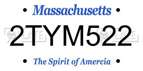 2TYM522 Massachusetts License Plate