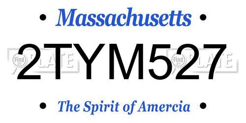 2TYM527 Massachusetts License Plate