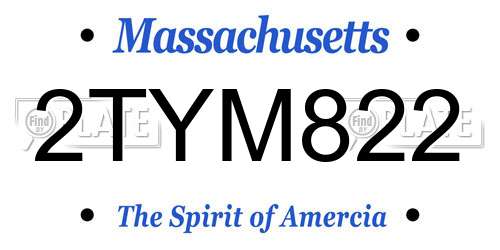 2TYM822 Massachusetts License Plate