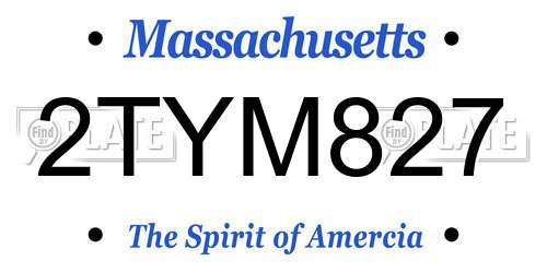 2TYM827 Massachusetts License Plate