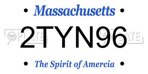 2TYN96 Massachusetts License Plate