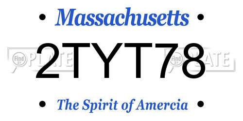 2TYT78 Massachusetts License Plate