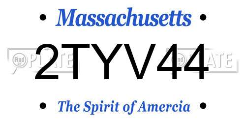 2TYV44 Massachusetts License Plate