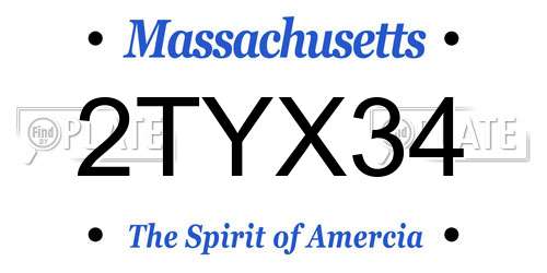 2TYX34 Massachusetts License Plate