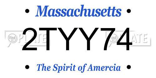 2TYY74 Massachusetts License Plate