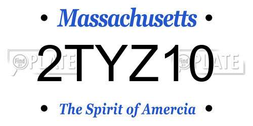 2TYZ10 Massachusetts License Plate