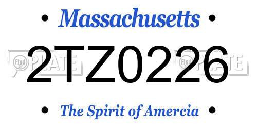 2TZ0226 Massachusetts License Plate