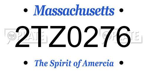 2TZ0276 Massachusetts License Plate