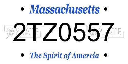 2TZ0557 Massachusetts License Plate
