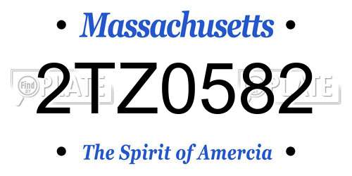 2TZ0582 Massachusetts License Plate