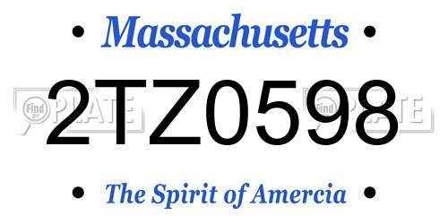2TZ0598 Massachusetts License Plate