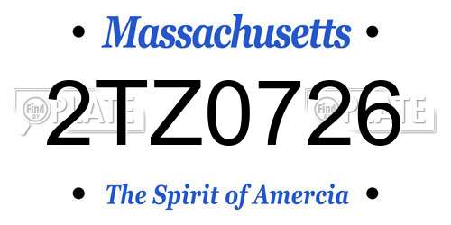 2TZ0726 Massachusetts License Plate