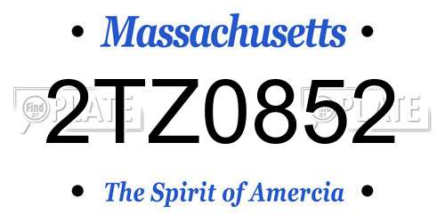 2TZ0852 Massachusetts License Plate
