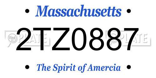 2TZ0887 Massachusetts License Plate