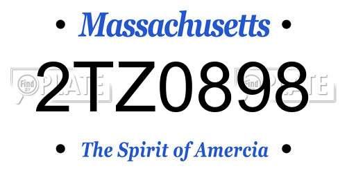 2TZ0898 Massachusetts License Plate