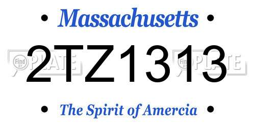2TZ1313 Massachusetts License Plate