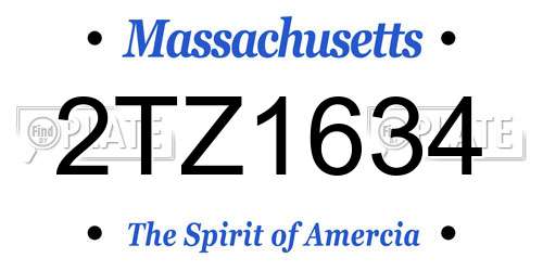 2TZ1634 Massachusetts License Plate