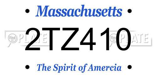 2TZ410 Massachusetts License Plate