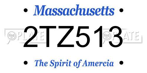 2TZ513 Massachusetts License Plate