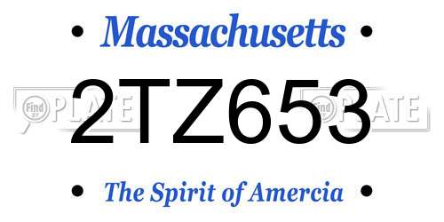 2TZ653 Massachusetts License Plate