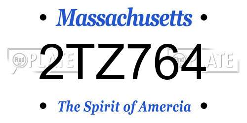 2TZ764 Massachusetts License Plate