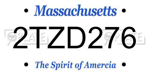2TZD276 Massachusetts License Plate