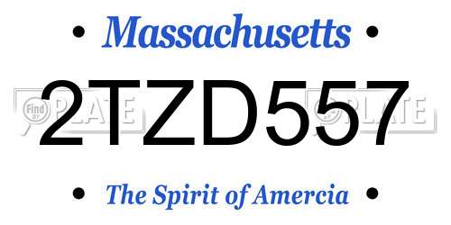 2TZD557 Massachusetts License Plate