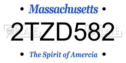 2TZD582 Massachusetts License Plate