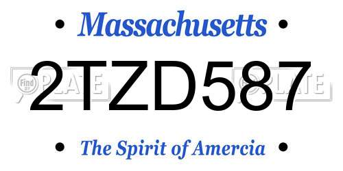 2TZD587 Massachusetts License Plate