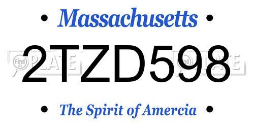 2TZD598 Massachusetts License Plate