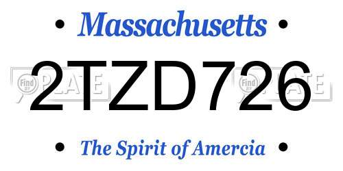 2TZD726 Massachusetts License Plate