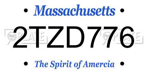 2TZD776 Massachusetts License Plate