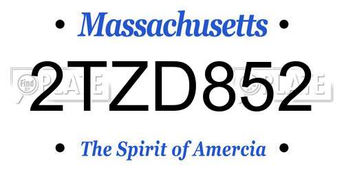 2TZD852 Massachusetts License Plate