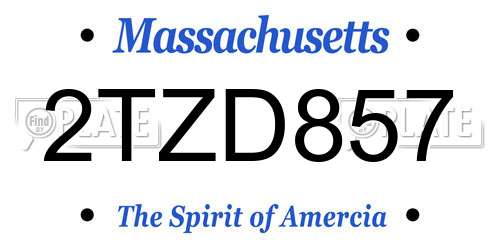2TZD857 Massachusetts License Plate