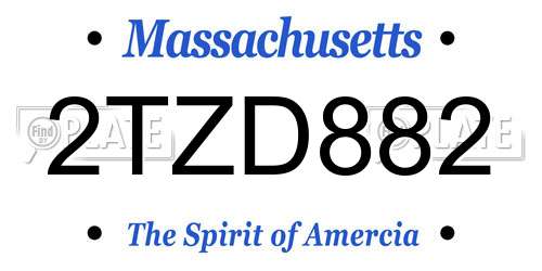 2TZD882 Massachusetts License Plate