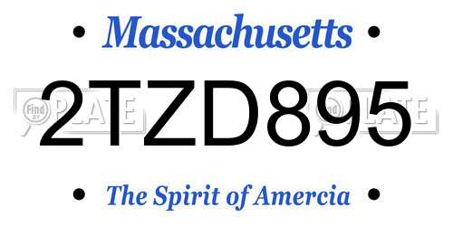 2TZD895 Massachusetts License Plate