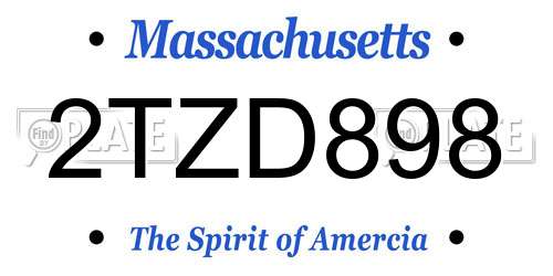 2TZD898 Massachusetts License Plate
