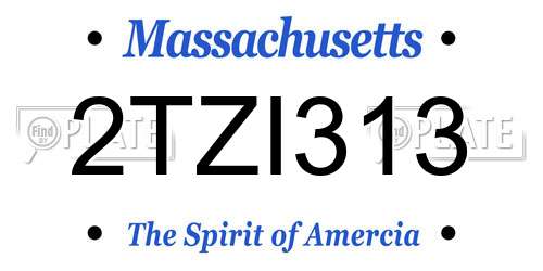 2TZI313 Massachusetts License Plate