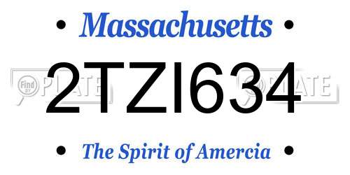 2TZI634 Massachusetts License Plate