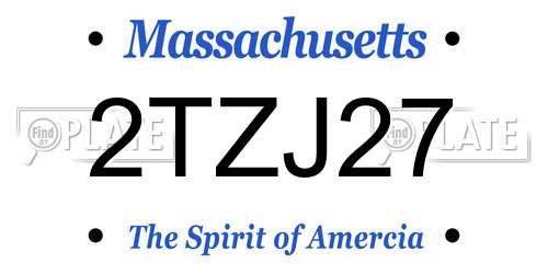 2TZJ27 Massachusetts License Plate