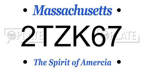 2TZK67 Massachusetts License Plate