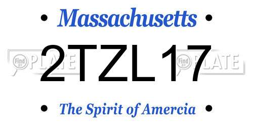 2TZL17 Massachusetts License Plate