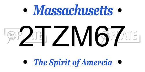 2TZM67 Massachusetts License Plate