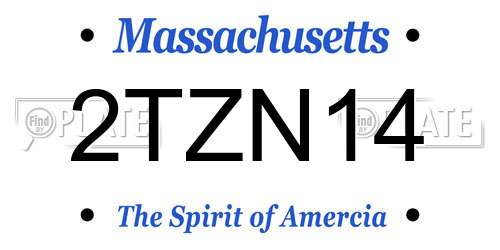 2TZN14 Massachusetts License Plate