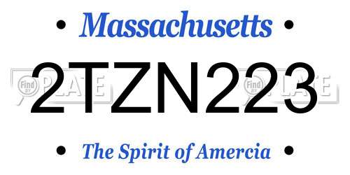 2TZN223 Massachusetts License Plate