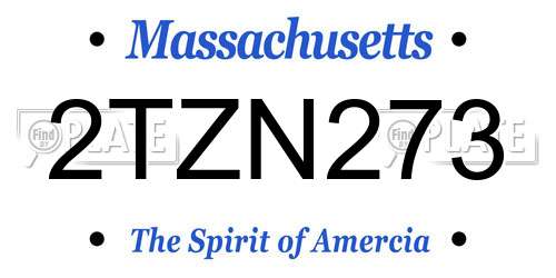 2TZN273 Massachusetts License Plate