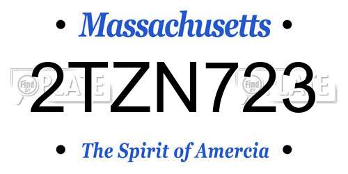 2TZN723 Massachusetts License Plate