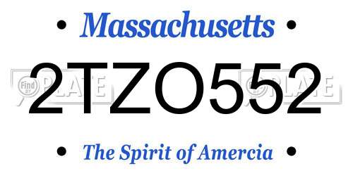2TZO552 Massachusetts License Plate
