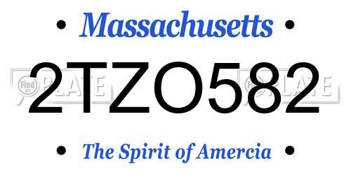 2TZO582 Massachusetts License Plate