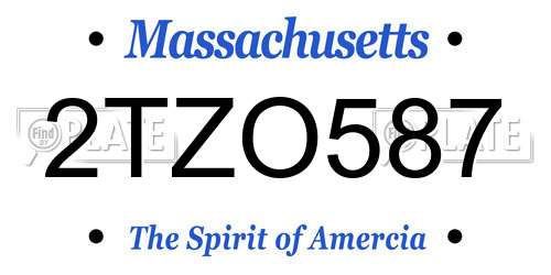 2TZO587 Massachusetts License Plate